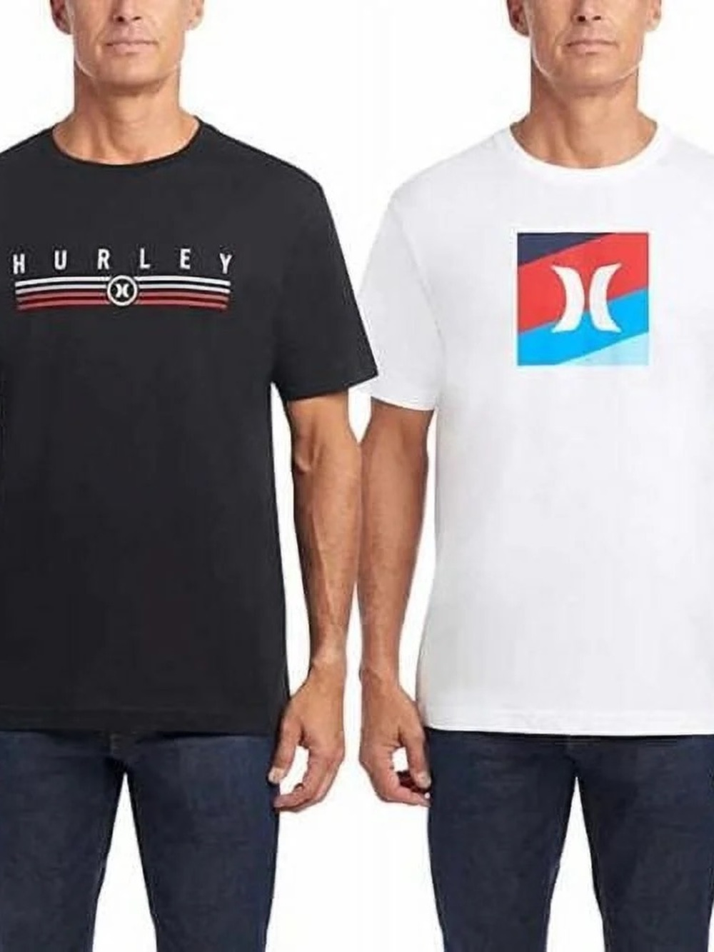 Hurley Black and White Graphic Logo T-Shirts